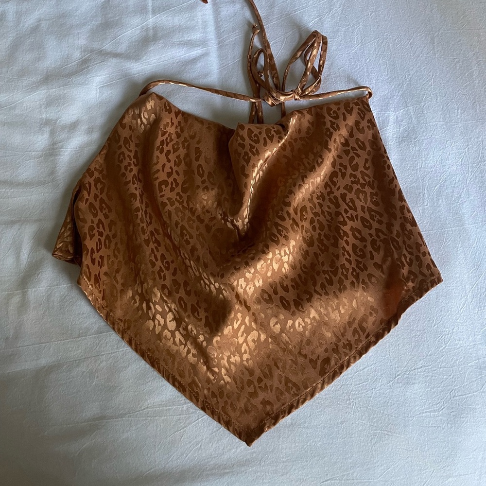 Lilyful backless cheetah print tie up top